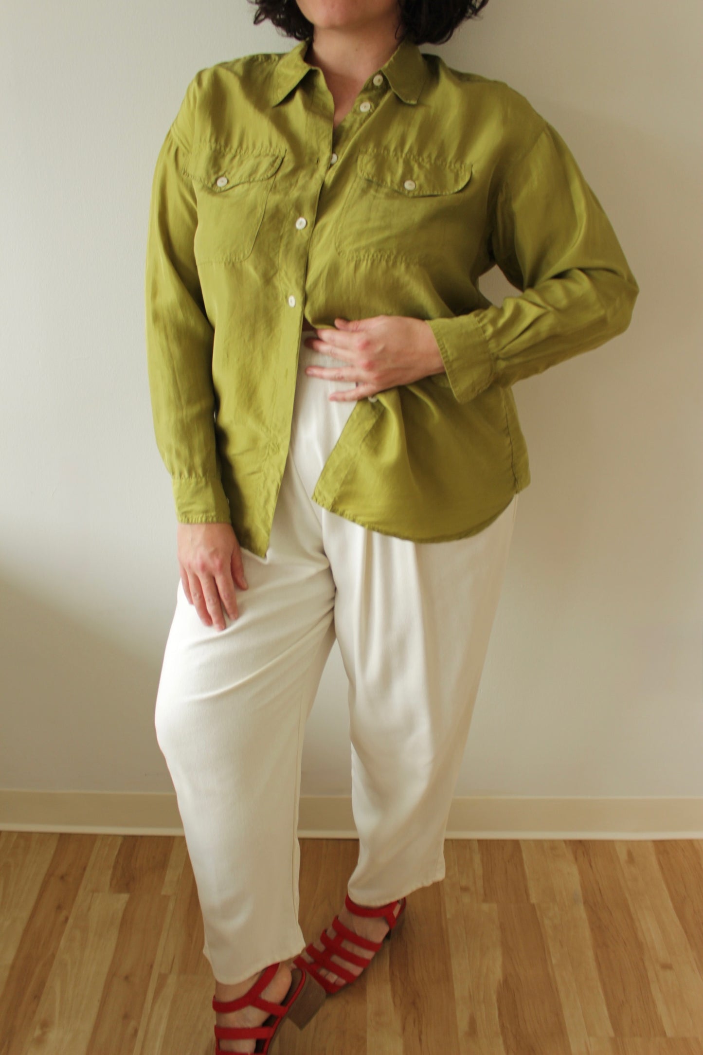 Vintage Chartreuse Silk Blouse