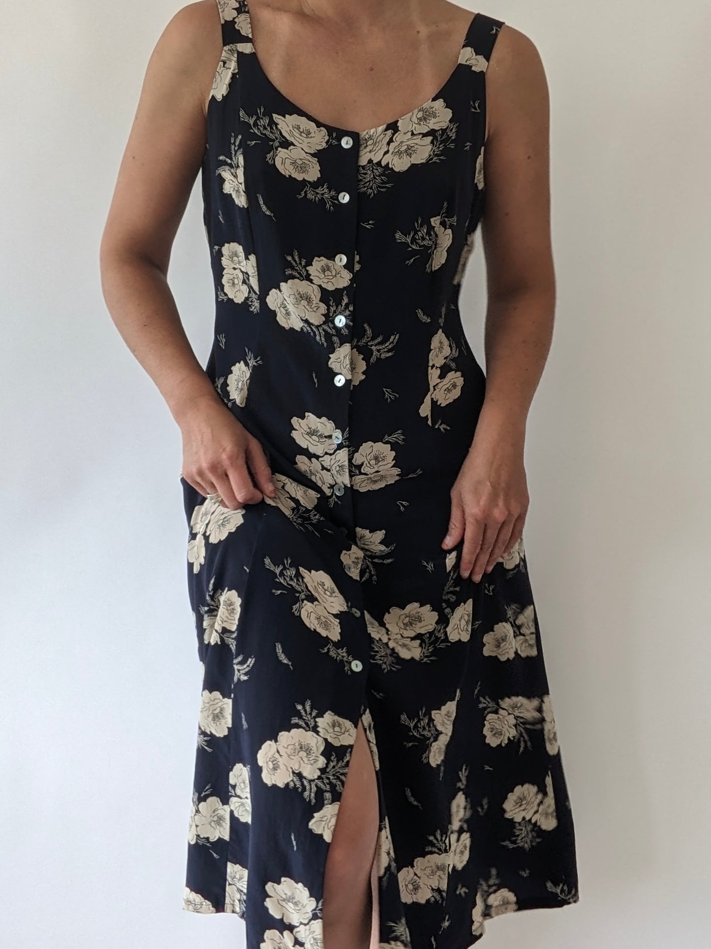 Vintage Floral Silk Dress