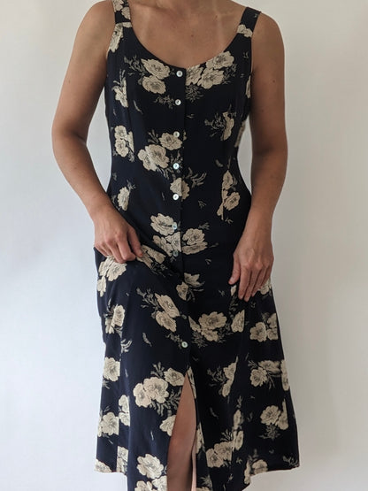 Vintage Floral Silk Dress