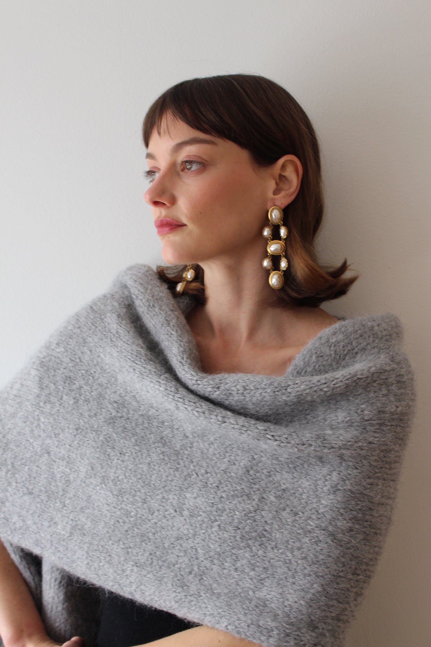 Amazing Vintage Faceted Faux Pearl Dangle Earrings