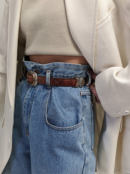 Amazing Vintage Segmented & Reversible Leather Belt