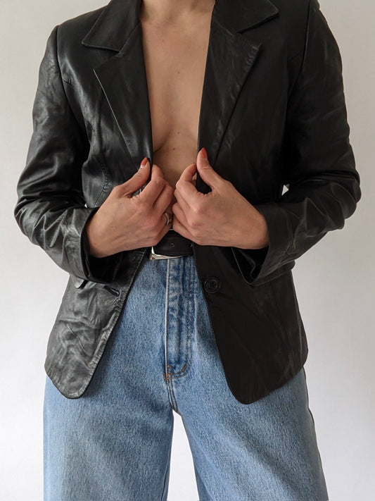 Vintage Onyx Lamb Leather Blazer