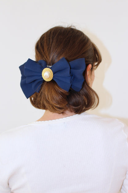 Vintage Faux Pearl Bow Clip