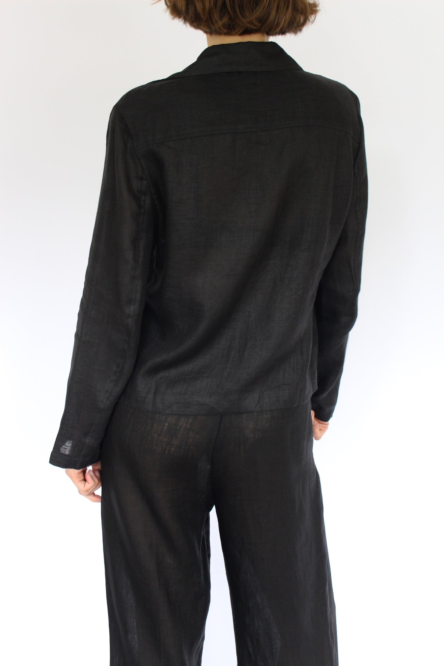 Vintage Onyx Sheer Linen Top & Pant Set