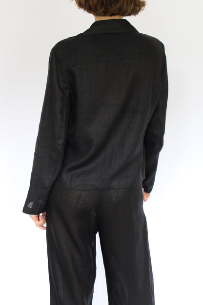 Vintage Onyx Sheer Linen Top & Pant Set