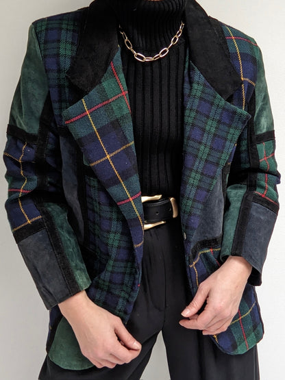 Rare Vintage Wool & Suede Patchwork Blazer
