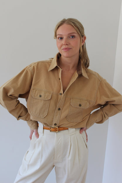 Reworked Long Sleeve Cropped Button Down