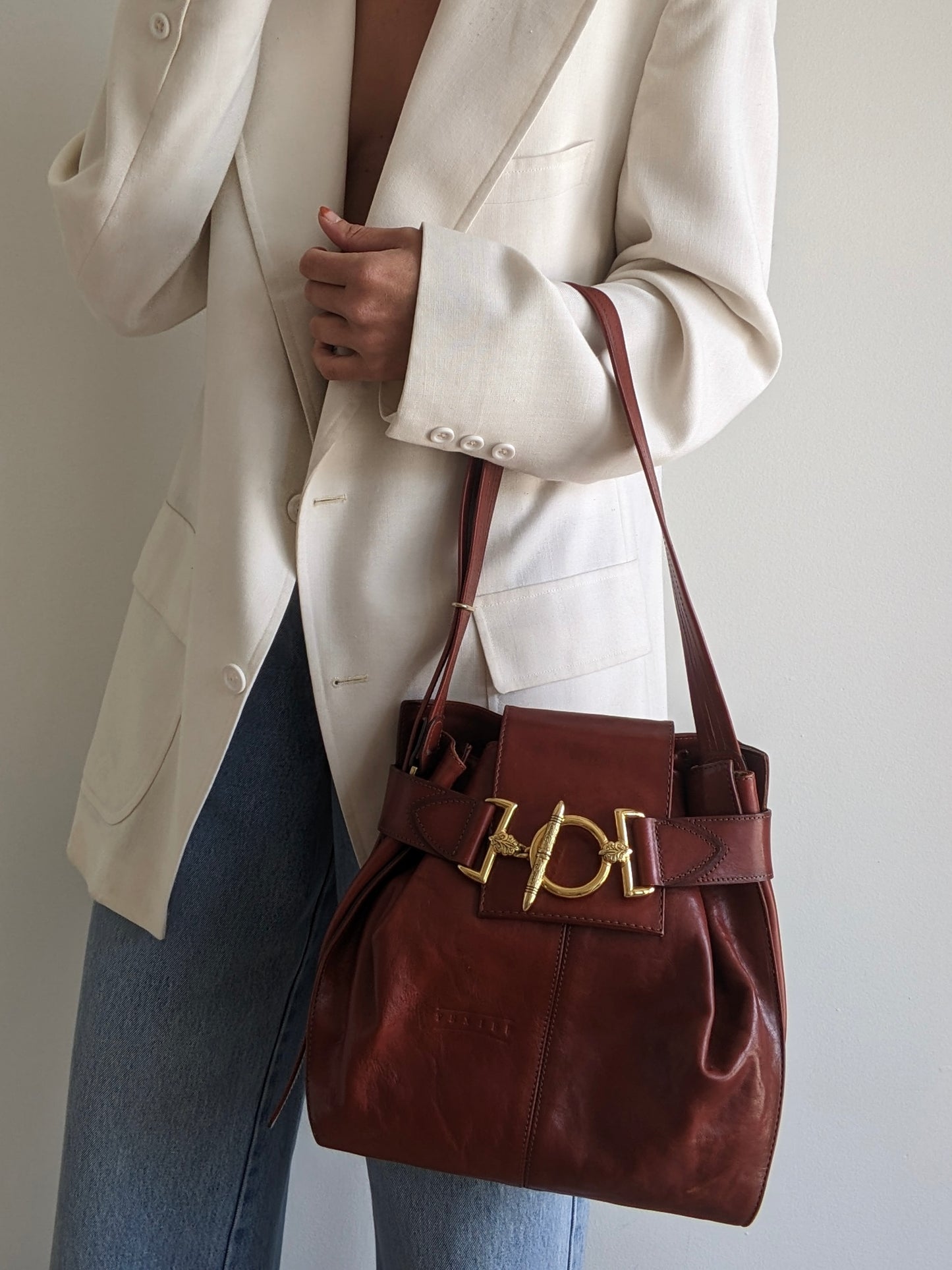 Amazing Vintage Texier Mahogany Leather Bag