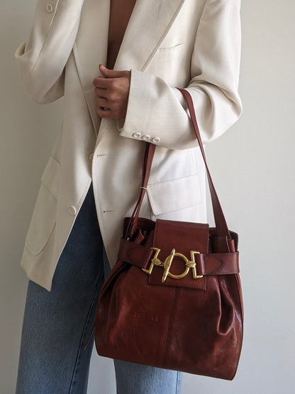 Amazing Vintage Texier Mahogany Leather Bag