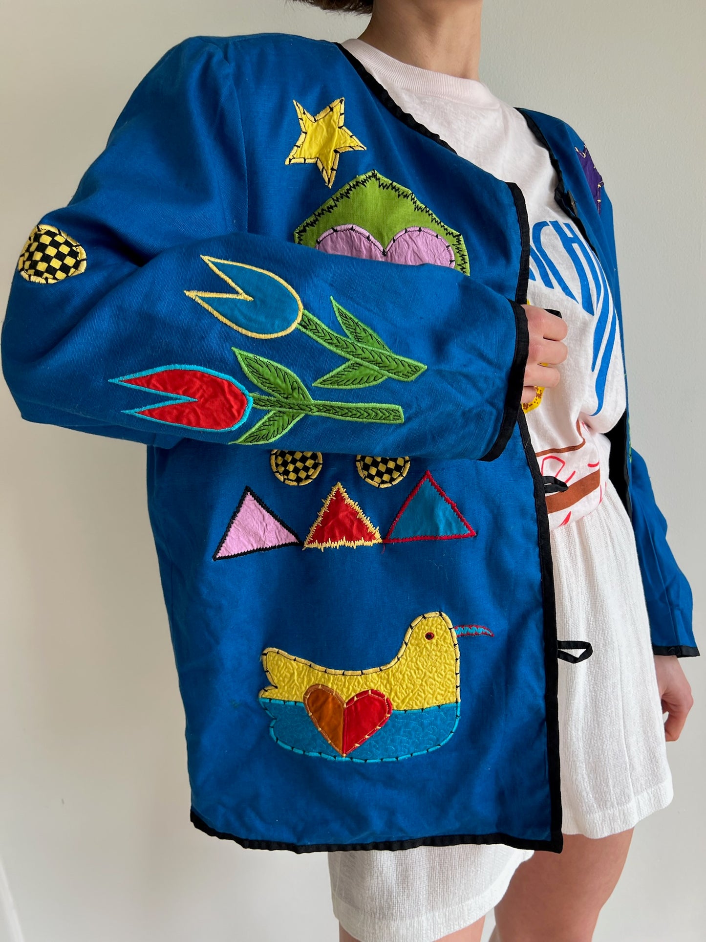 Vintage Whimsical Appliqué Rouleau Jacket