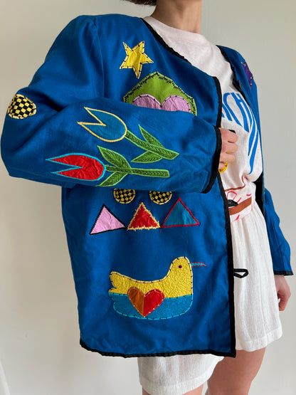 Vintage Whimsical Appliqué Rouleau Jacket