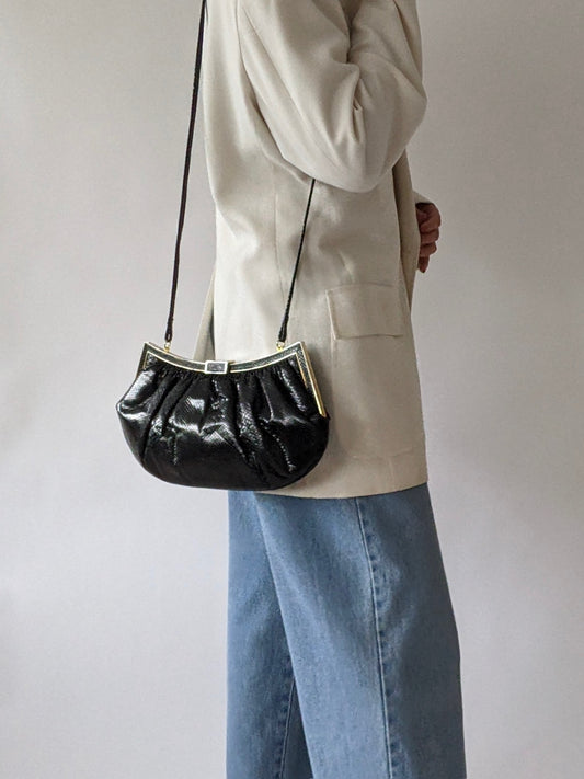 Incredible Vintage Caviar Snakeskin Leather Pouch Bag