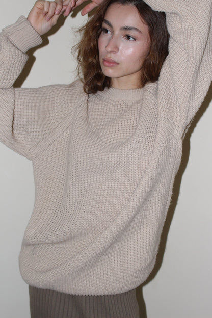Vintage Latte Raglan Knit Sweater