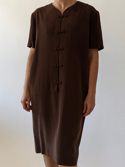 Vintage Cocoa Silk Dress