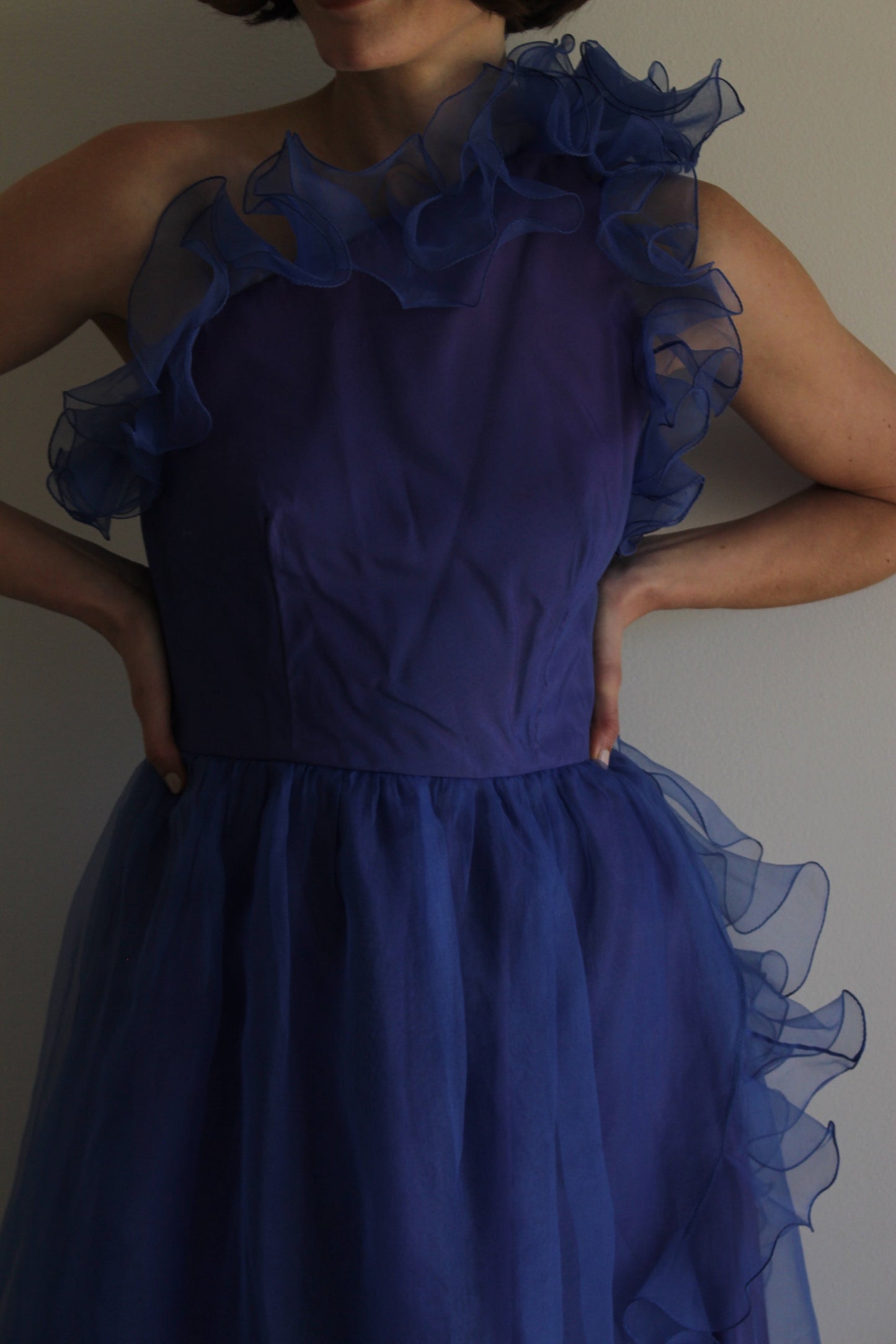 Gorgeous Vintage Bergdorf Goodman Sapphire Ruffled Dress