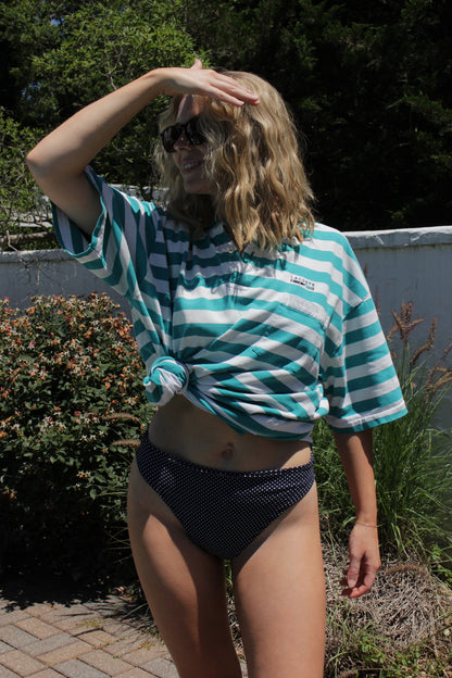 Faded Aqua Striped Lacoste Polo