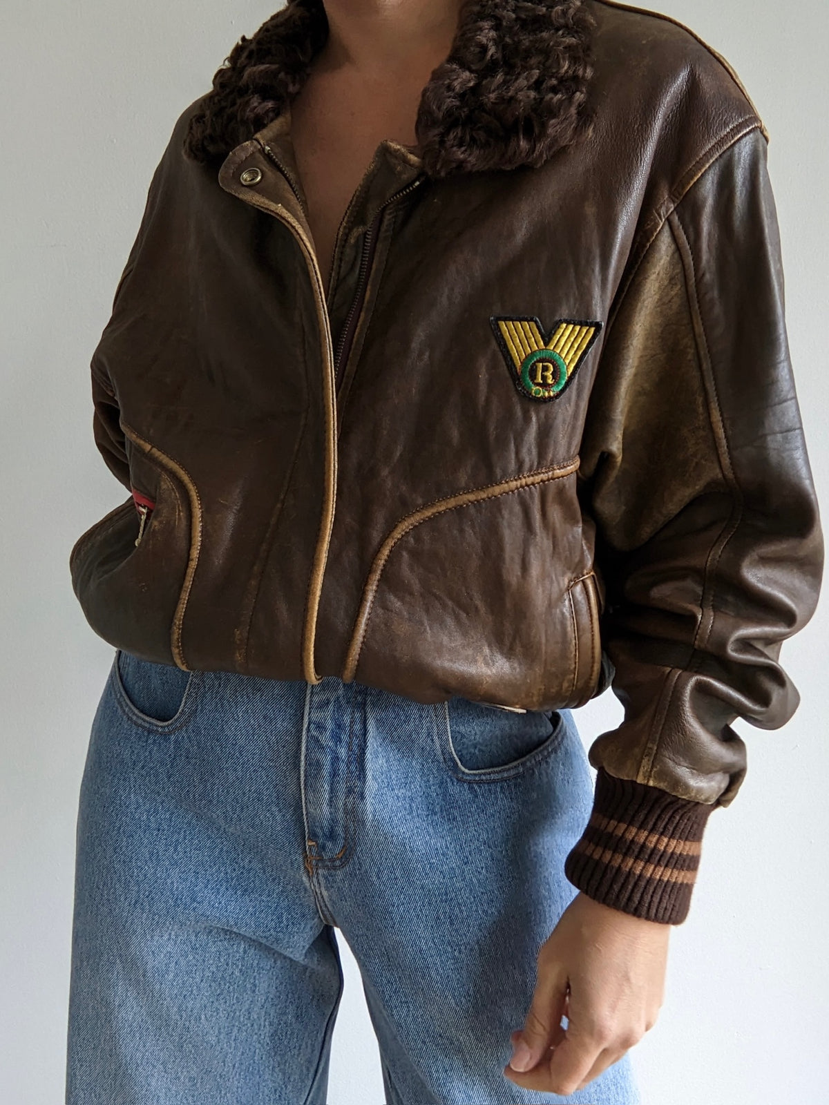 Incredible Vintage Fur-Collar & Leather Flight Jacket