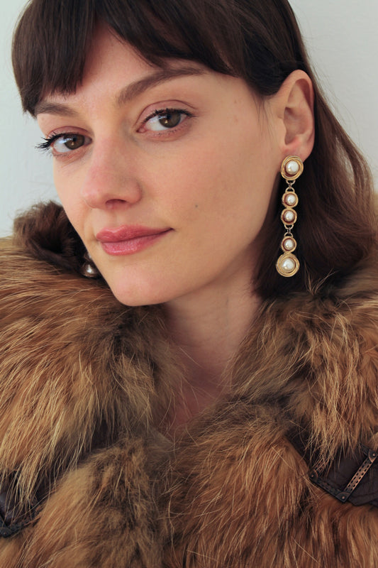 Lovely Vintage Faux Pearl Dangle Earrings