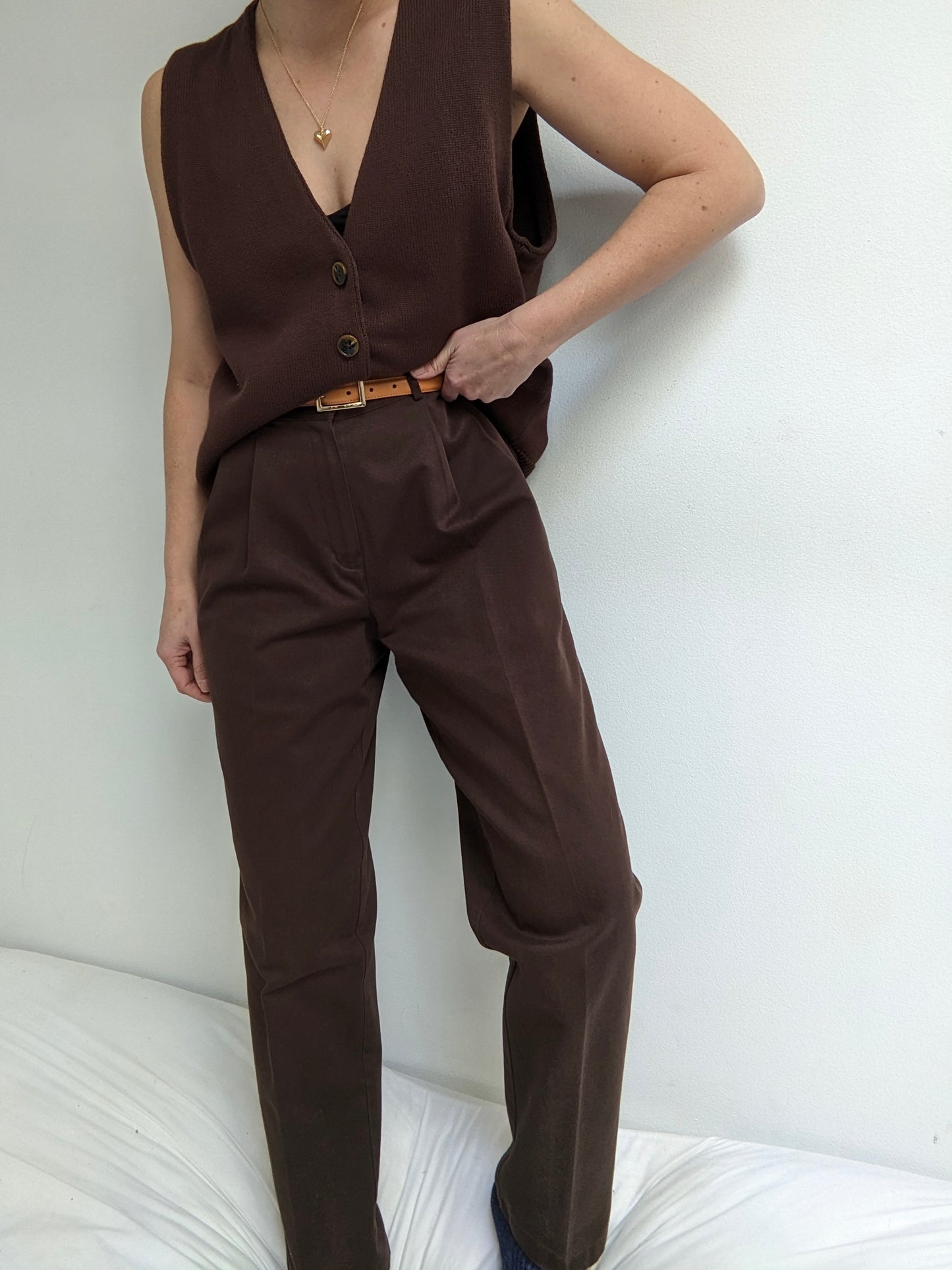 90s Cocoa Cotton Pleated Trousers