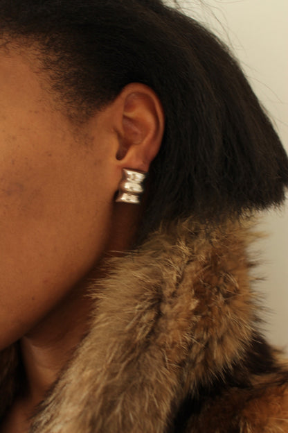 Vintage Mexico Sterling Silver Ribbed Earrings