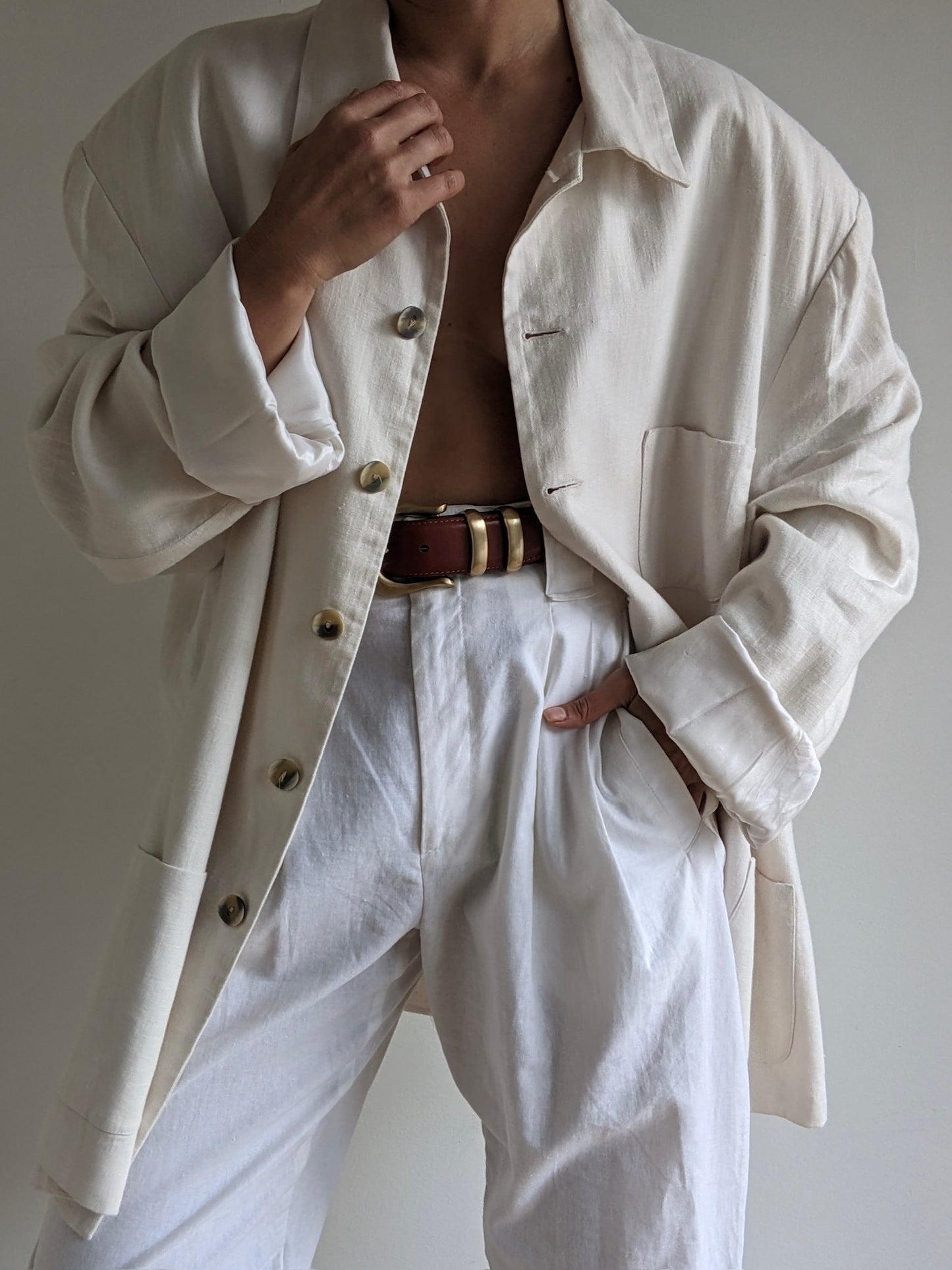 Vintage Vanilla Linen Jacket