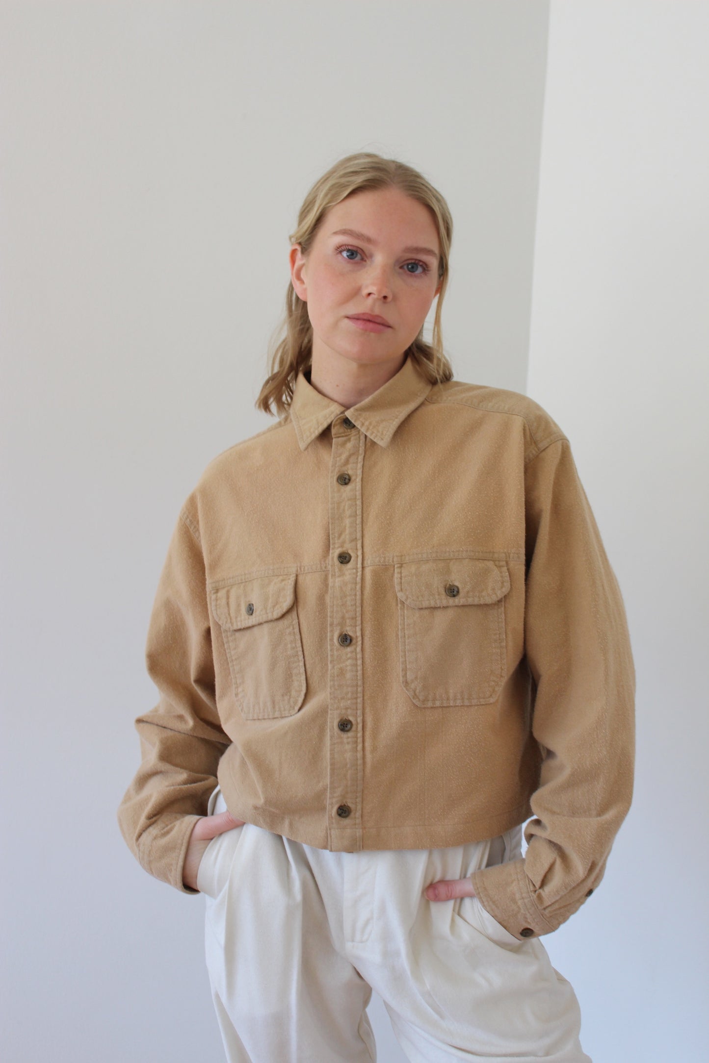 Reworked Long Sleeve Cropped Button Down