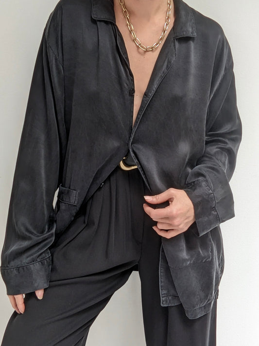 Vintage Black Sueded Silk House Top