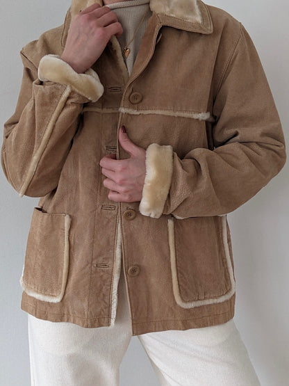 Vintage Biscotti Suede & Faux Fur Coat
