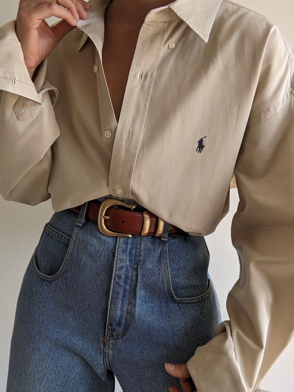 90s Ralph Lauren Sand Cotton Shirt