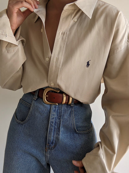 90s Ralph Lauren Sand Cotton Shirt