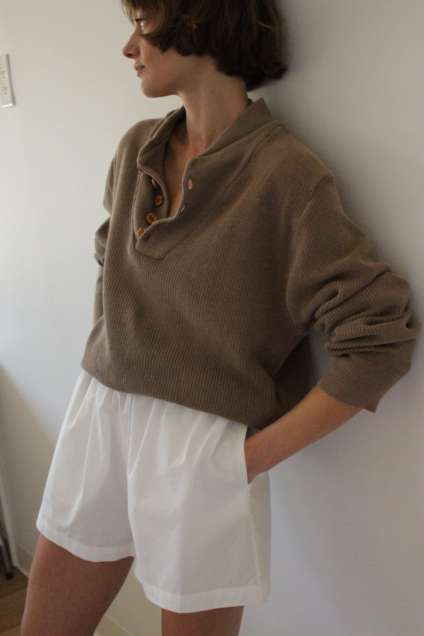 Favorite Vintage Mocha Cotton Henley