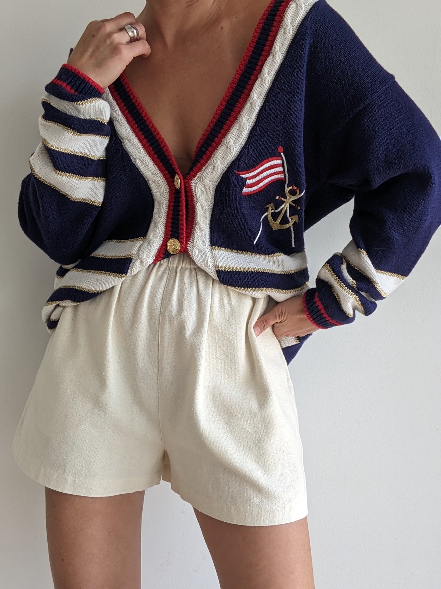 Vintage Nautical Striped Cardigan