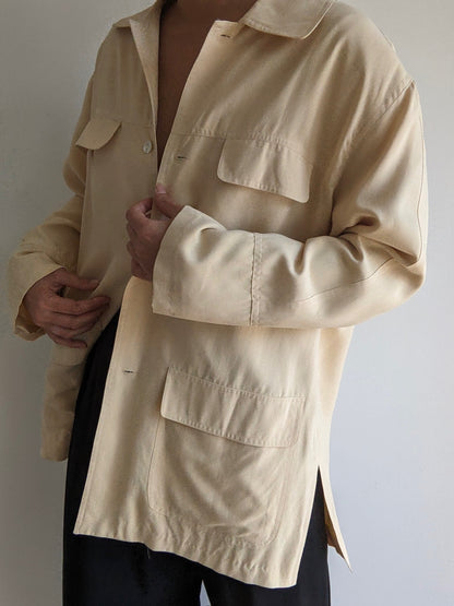 Vintage Buttercream Silk Chore Coat