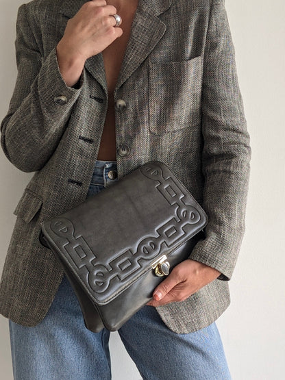 Vintage Smoke Vegan Leather Clutch Bag