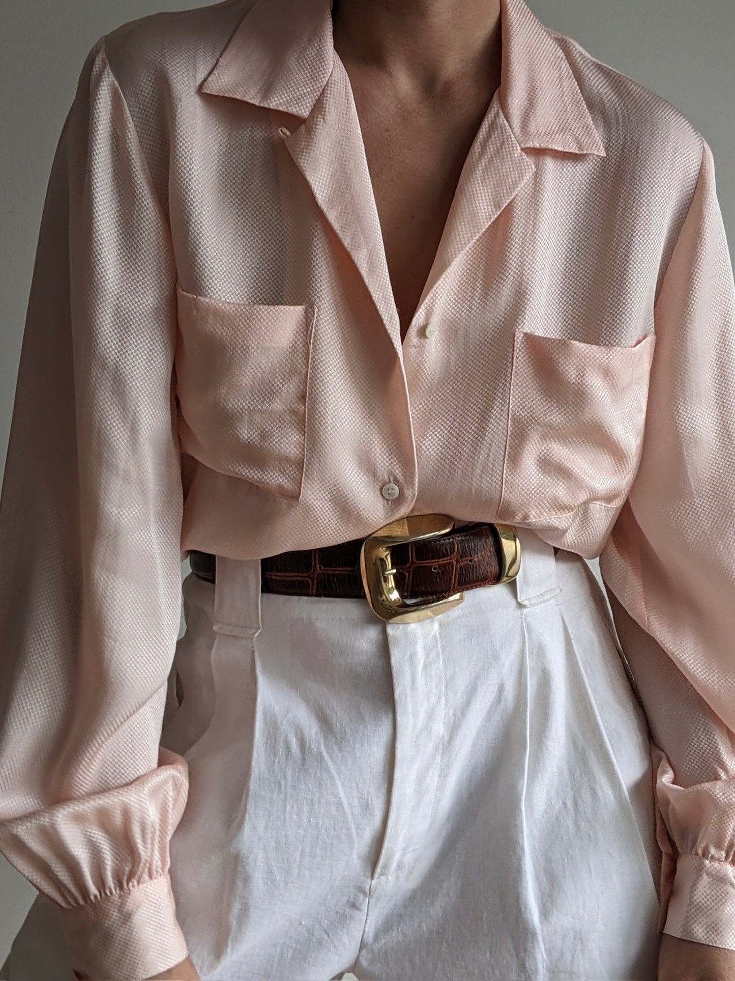 Vintage Blush Silk Blouse