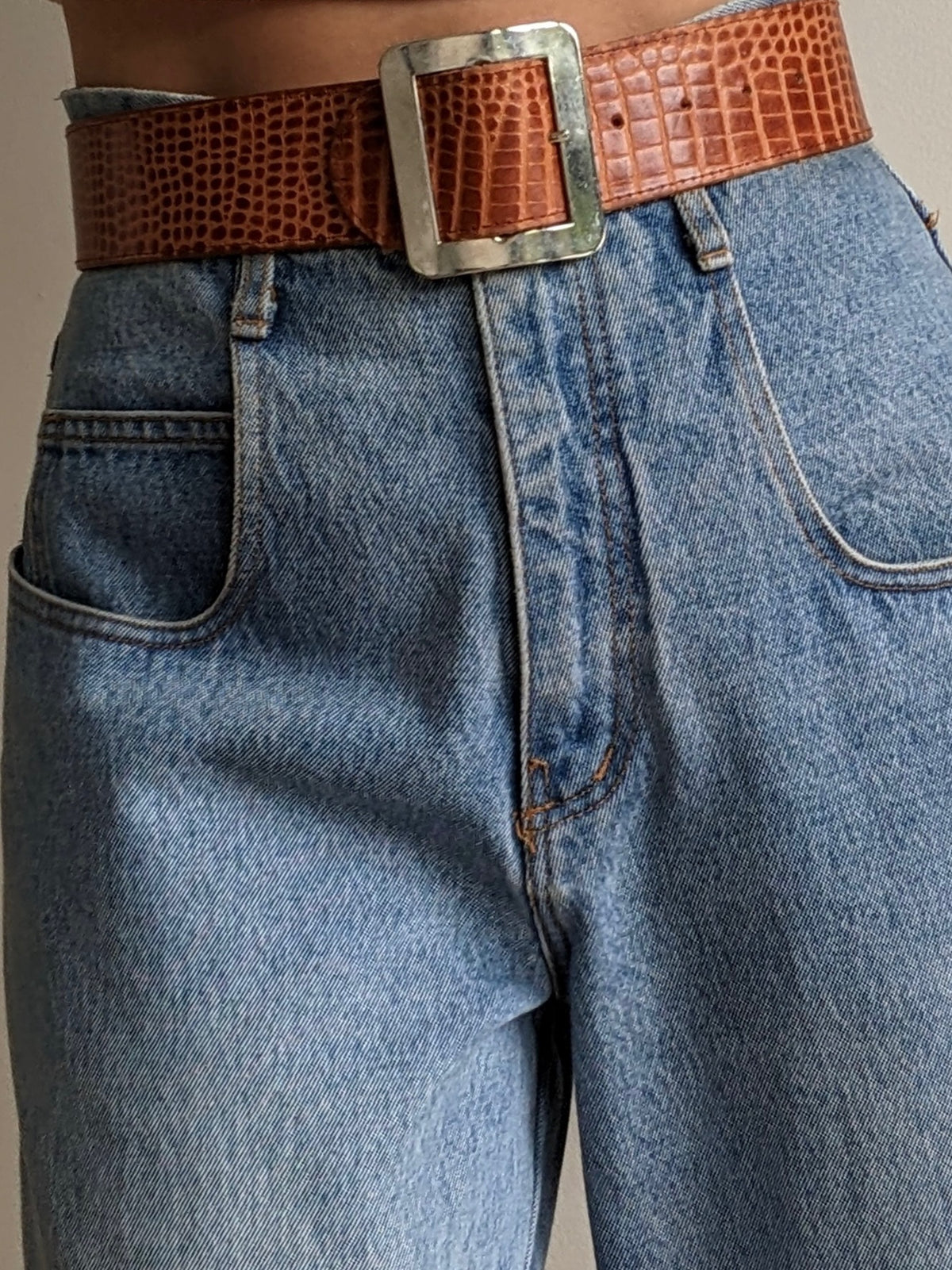 Favorite Vintage Wide Reptile-Embossed Leather Belt
