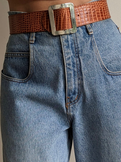 Favorite Vintage Wide Reptile-Embossed Leather Belt