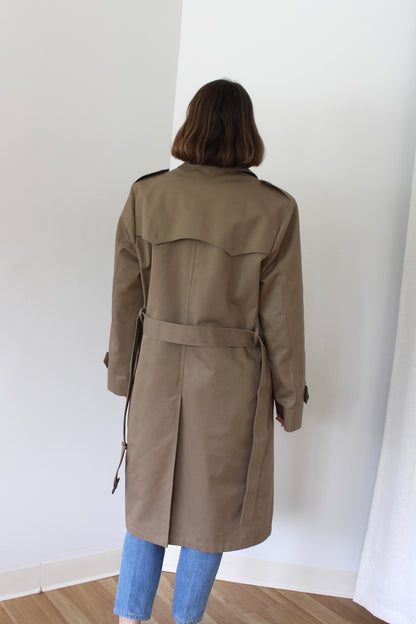 Vintage Belted Khaki Twill Trench Coat