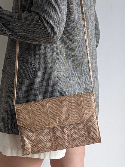 Vintage Latte Snakeskin Envelope Purse