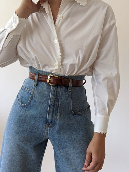Vintage Emanuel Ungaro Scalloped Cotton Bodysuit