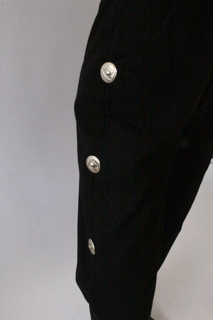 Vintage Jet Black Silver Studded Denim