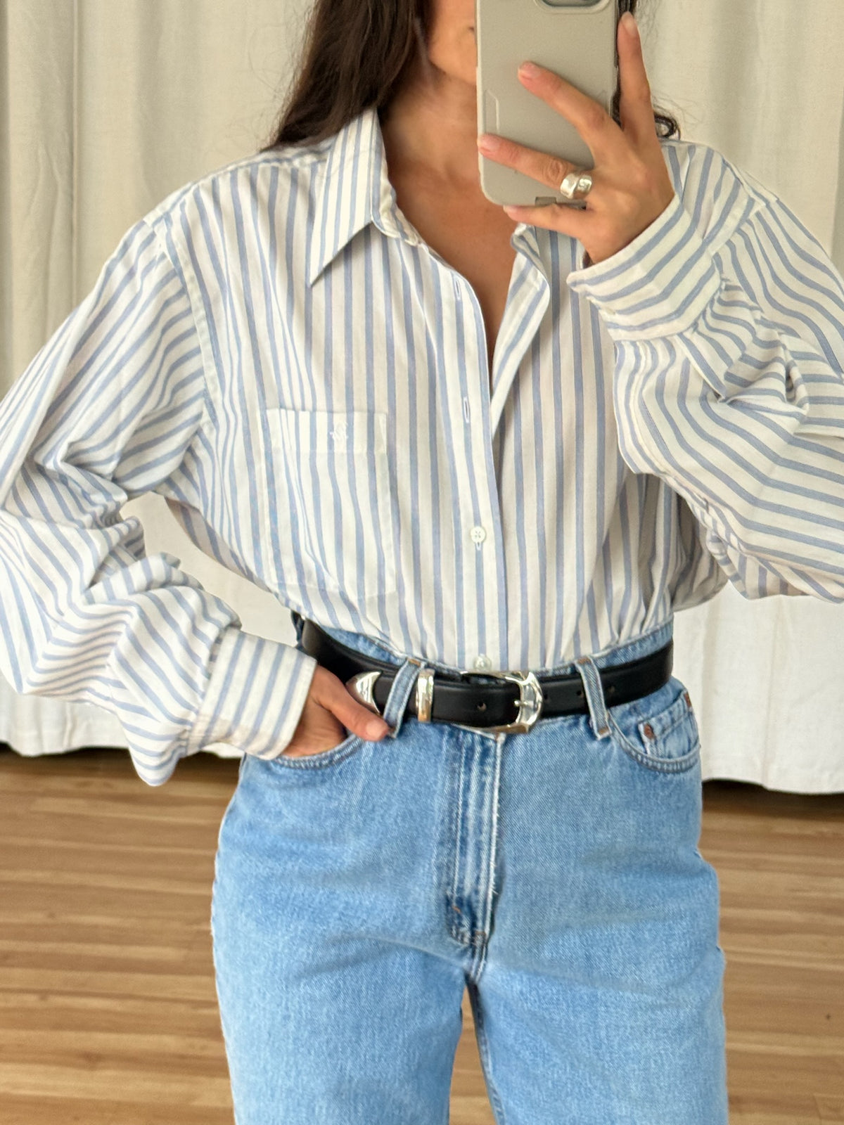 Vintage Christian Dior Sky Striped Button Down