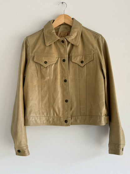 Amazing Vintage Cropped Leather Trucker Jacket