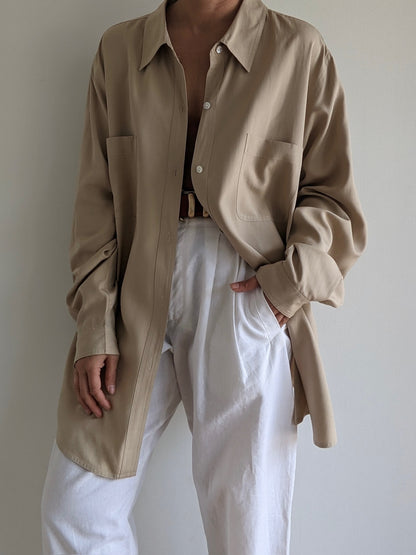 Vintage Sand Silk Blouse