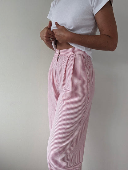 Vintage Grapefruit Seersucker Trousers