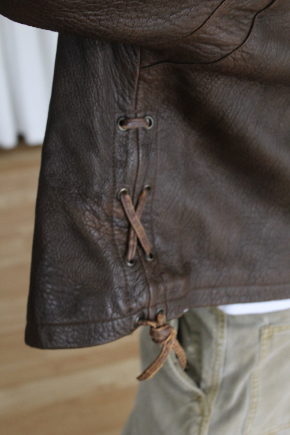 Vintage Tobacco Pebbled Leather Crop Jacket