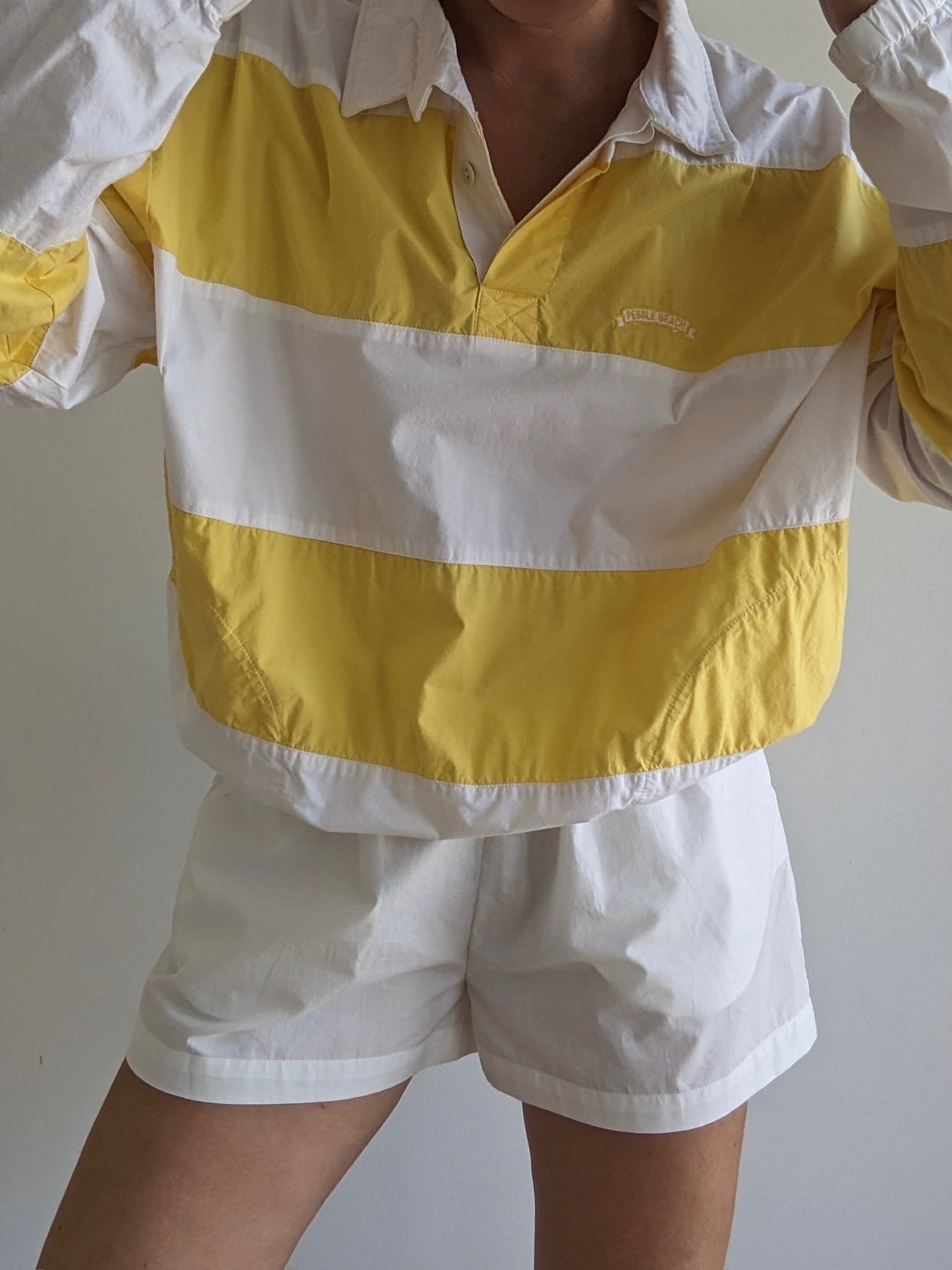 Vintage Lemon Striped Pebble Beach Pullover