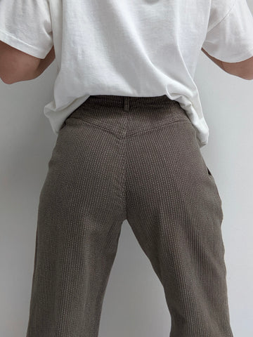 Vintage Stone Pleated Trousers