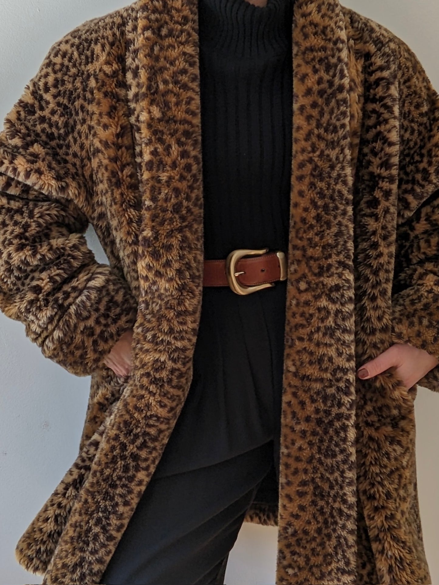 Vintage Leopard Faux Fur Coat