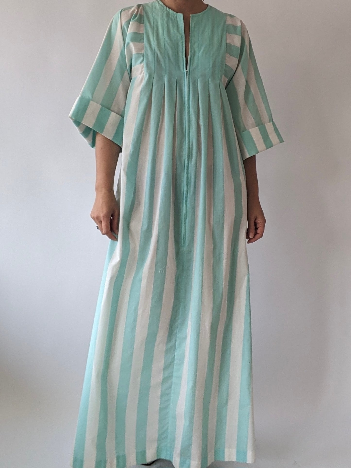 Vintage Aqua Striped Muumuu